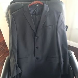 Men's Navy Blue Pinstripe Wool Suit